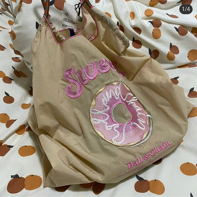 Bolsa Shopping Grande com Bordados Divertidos