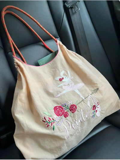 Bolsa Shopping Grande com Bordados Divertidos